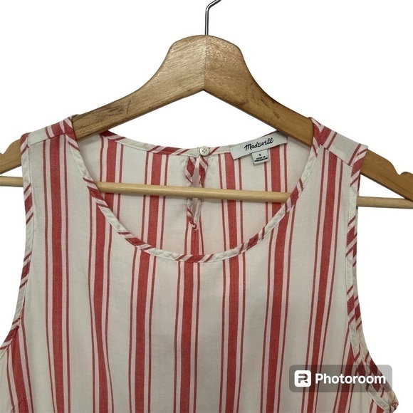 Madewell Side-Tie Tank in Marcia Stripe J1128 Cotton Red Stripe Size Small - Picture 5 of 10